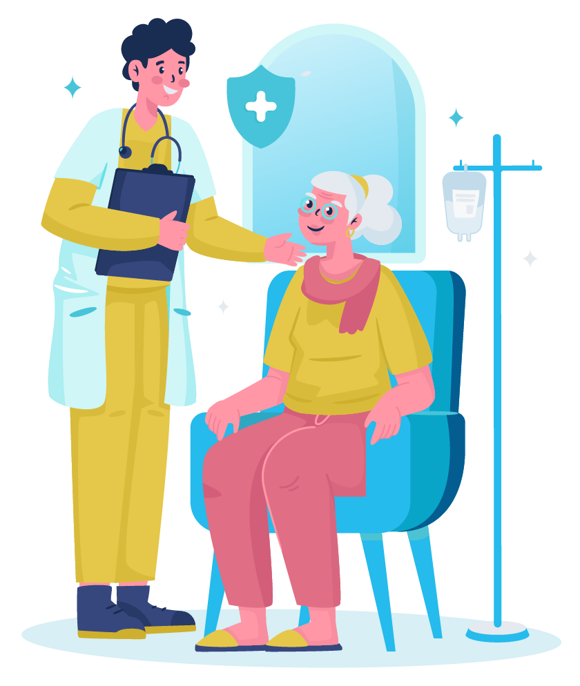 Woman sitting down talking to doctor