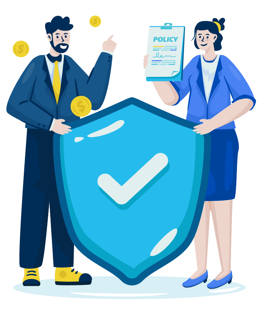 Two people talking about insurance policy and coverage